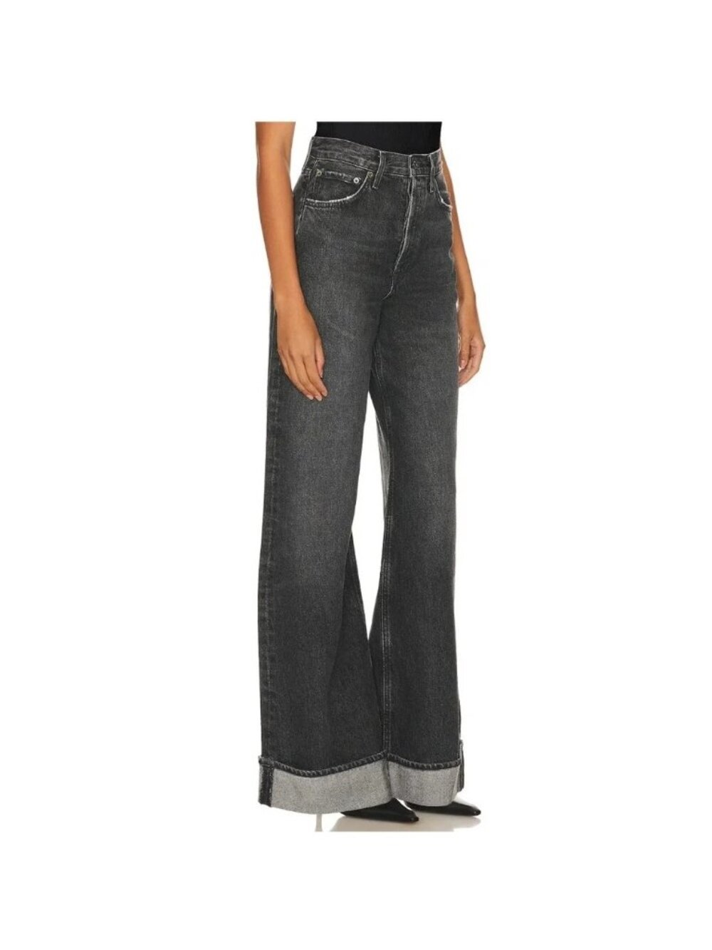 NEW AGOLDE Dame High Rise Wide Leg Cuffed Jeans Size 25